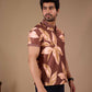 TshirtsBuddy Men's Rustic Brown Leaf Pattern Polo T-shirt
