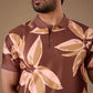 TshirtsBuddy Men's Rustic Brown Leaf Pattern Polo T-shirt