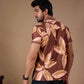 TshirtsBuddy Men's Rustic Brown Leaf Pattern Polo T-shirt