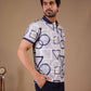 Tshirtsbuddy Men's Blue Geometric Sketch Polo T-Shirt