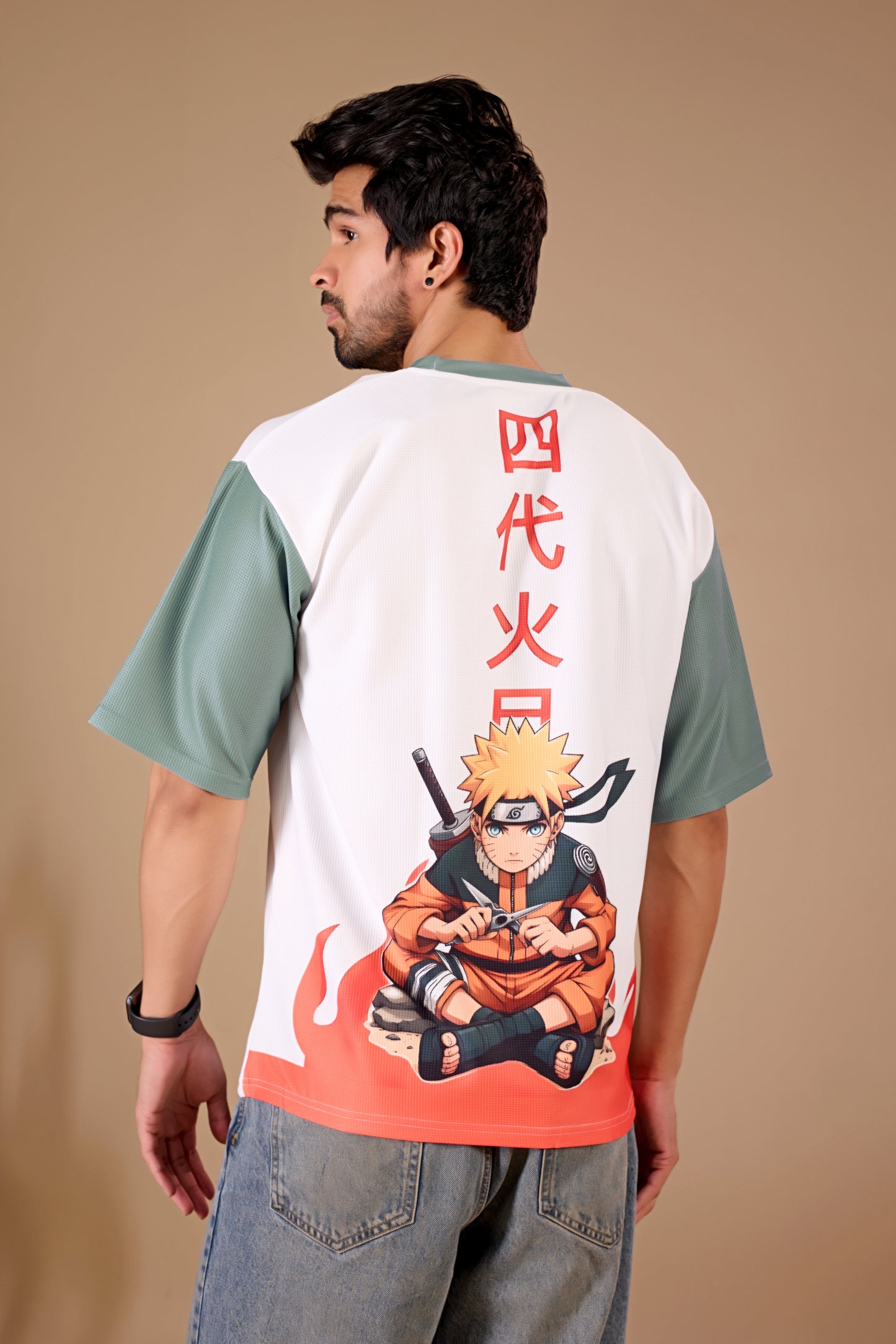 White Premium Fabric Oversized Printed T Shirt For Men