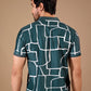 Tshirtsbuddy Mens Abstract Geometric Print Polo Shirt - Dark Teal