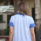 Women’s White & Blue Floral Printed Polo T-Shirt
