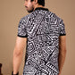 Black Premium Fabric Regular Printed Polo T Shirt For Men
