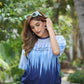 Women’s Blue & White Ombre Graphic T-Shirt