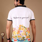 White Premium Fabric Regular Printed Polo T Shirt For Men
