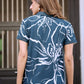 Women’s Teal Floral Printed Polo T-Shirt
