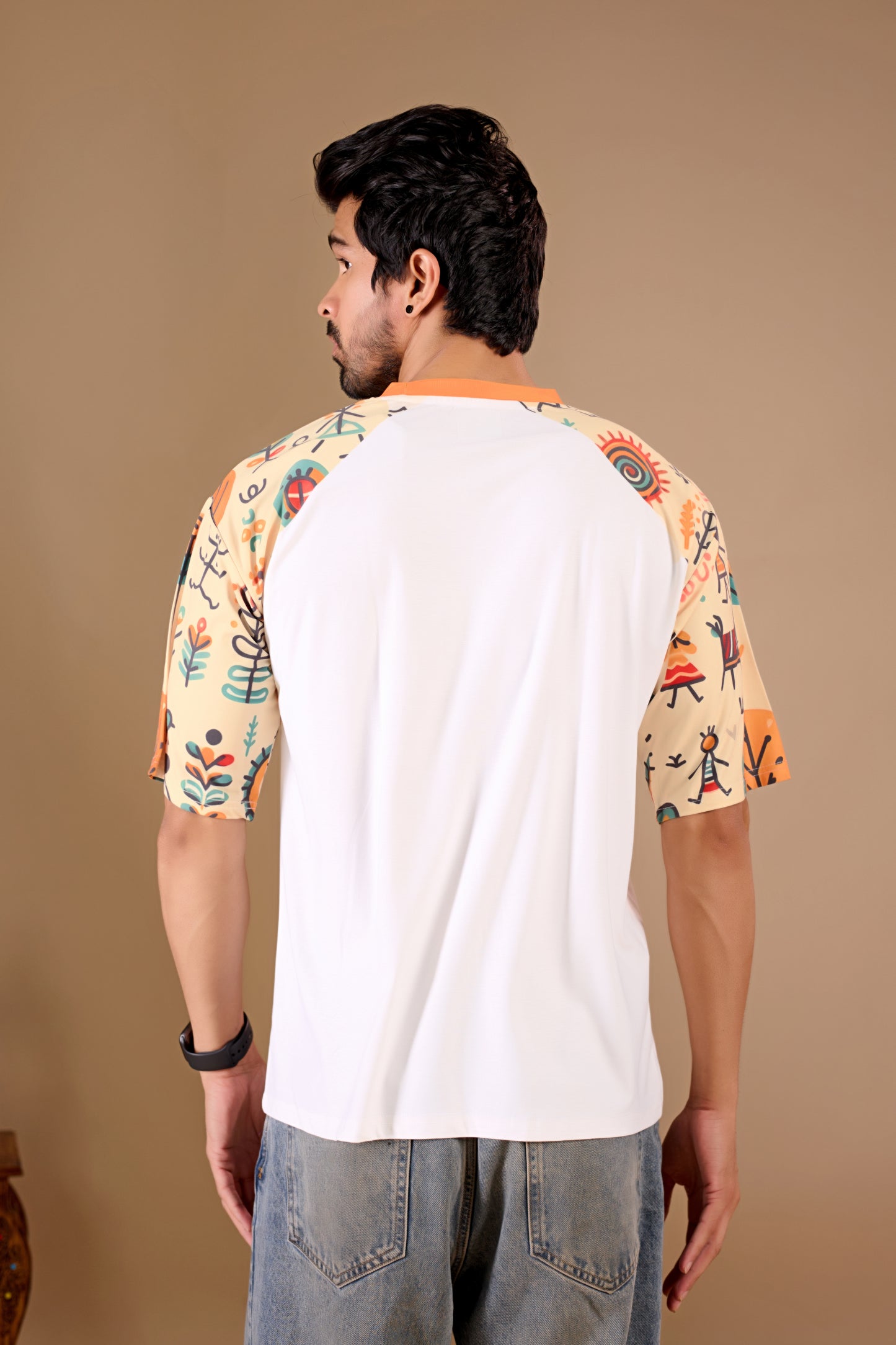 White Premium Fabric Oversized Printed T Shirt For Men