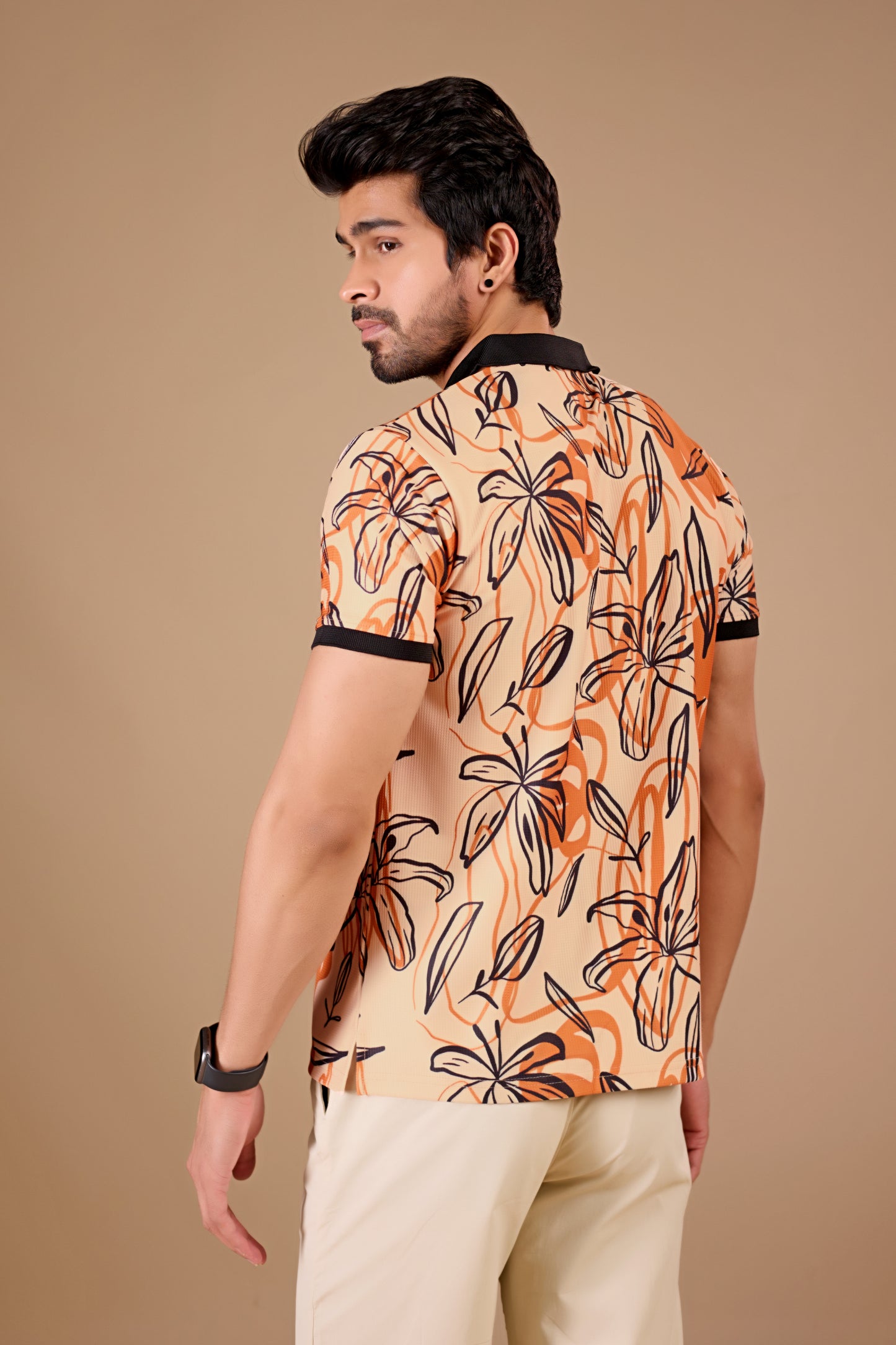 Multicolor Premium Fabric Regular Printed Polo T Shirt For Men
