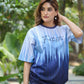 Women’s Blue & White Ombre Graphic T-Shirt