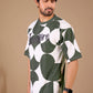 Olive Premium Fabric Oversized Printed T Shirt For Men