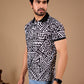 Black Premium Fabric Regular Printed Polo T Shirt For Men