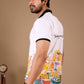 White Premium Fabric Regular Printed Polo T Shirt For Men