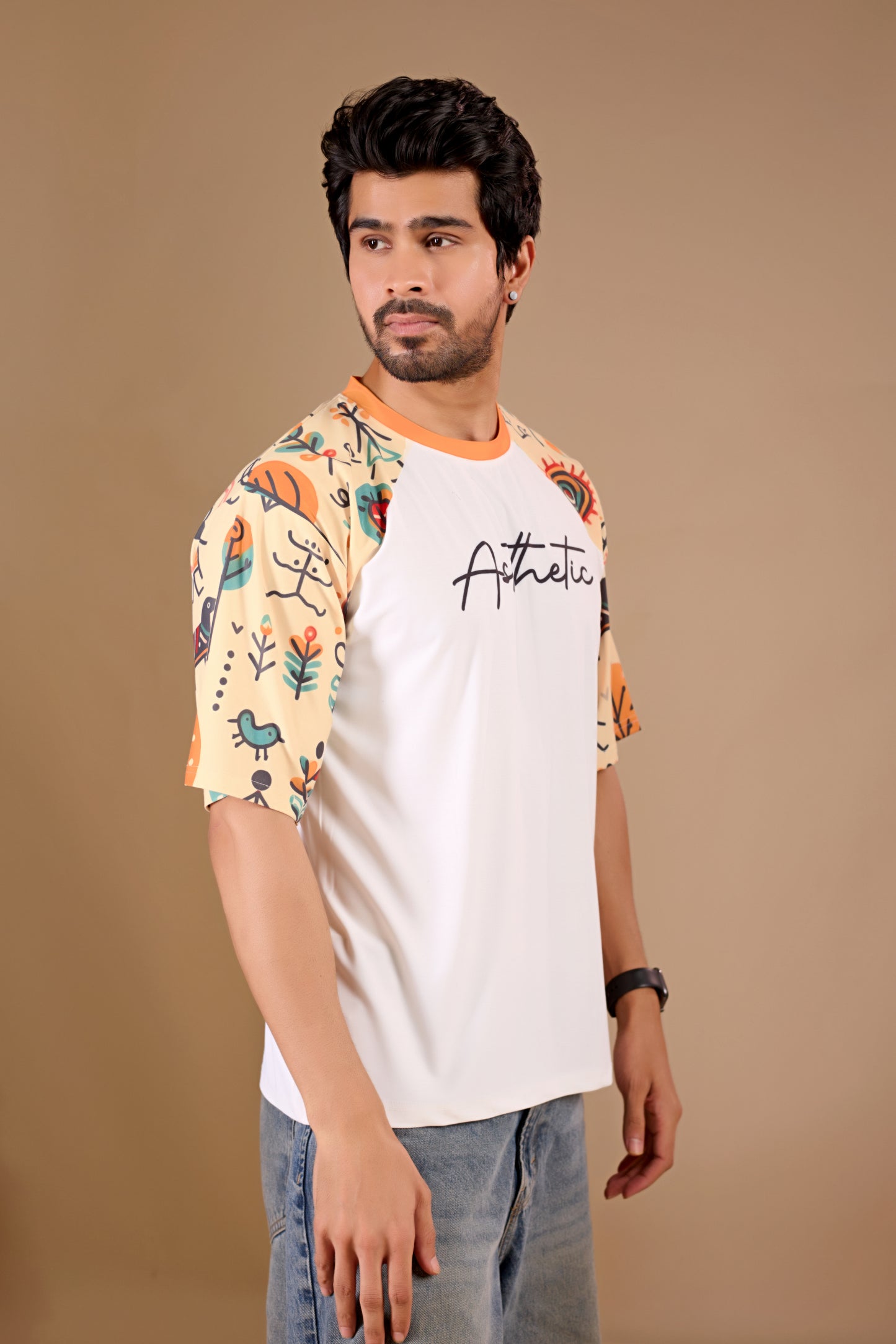 White Premium Fabric Oversized Printed T Shirt For Men