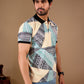 Multicolor Premium Fabric Regular Printed Polo T Shirt For Men