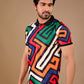 Multicolor Premium Fabric Regular Printed Polo T Shirt For Men