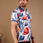 Multicolor Premium Fabric Regular Printed Polo T Shirt For Men