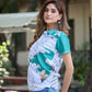 Women’s Teal & White Scenic Printed Polo T-Shirt