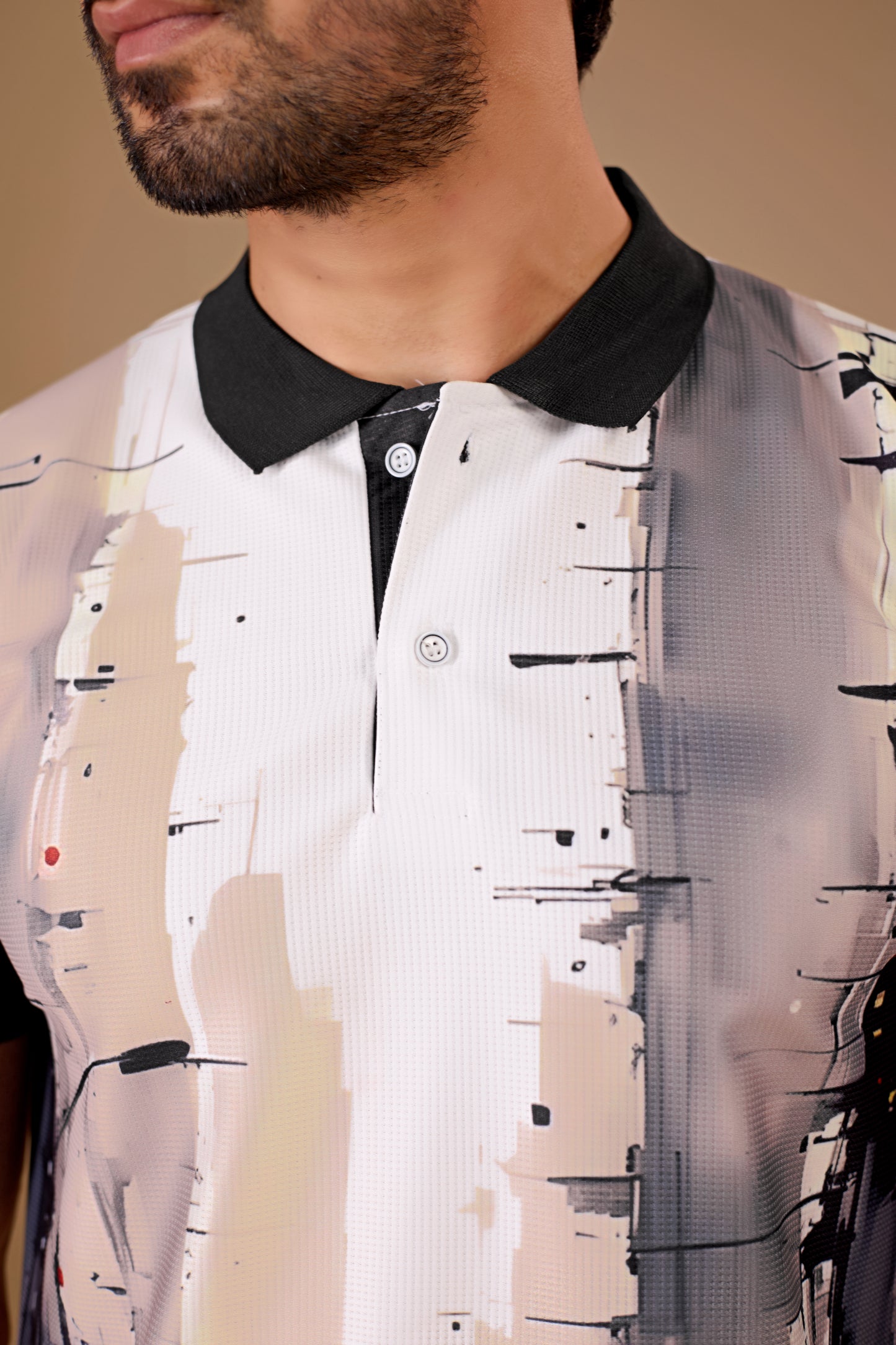 Tshirtsbuddy Mens Abstract Cityscape Print Polo Shirt For Men