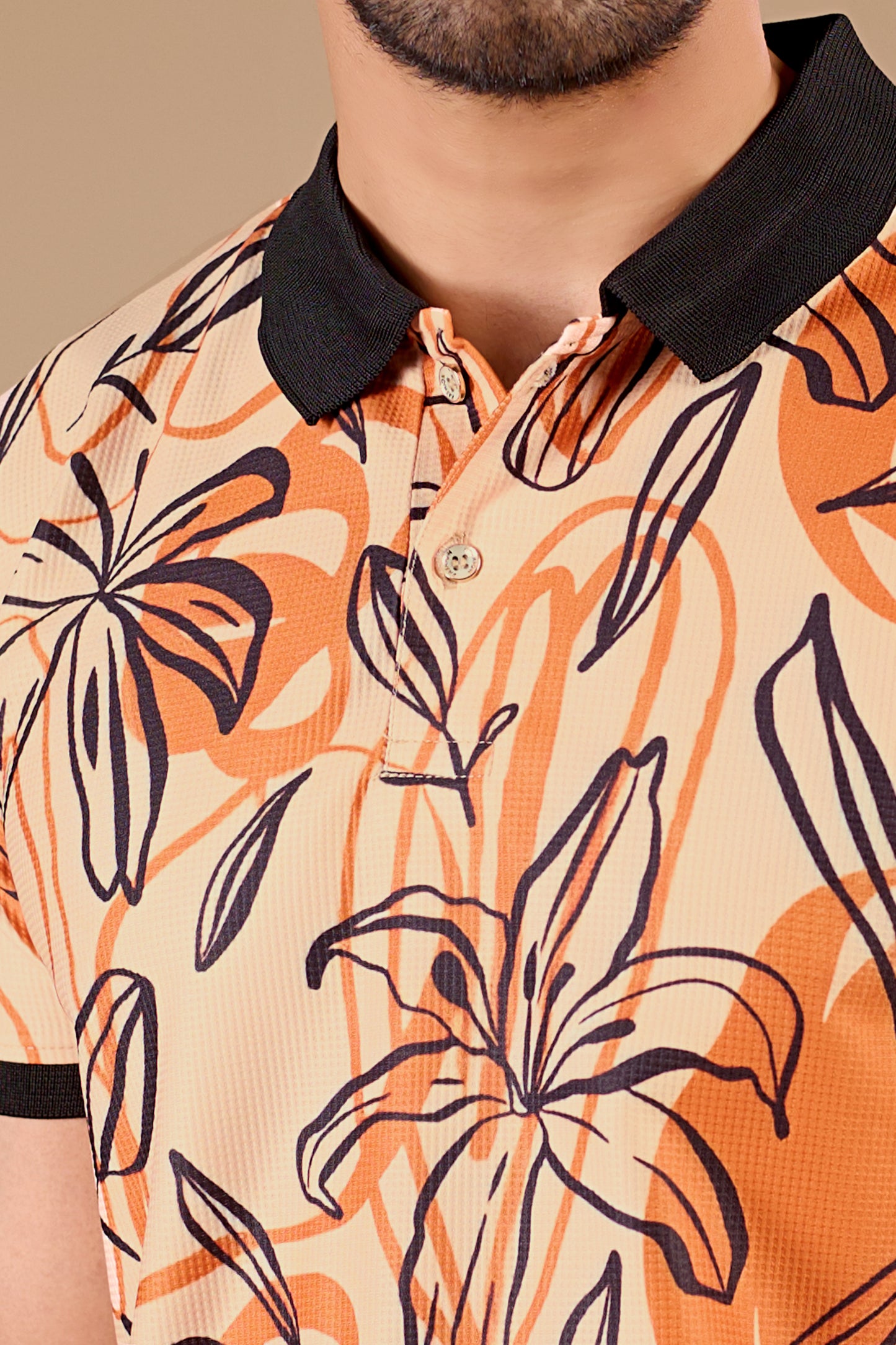 Multicolor Premium Fabric Regular Printed Polo T Shirt For Men