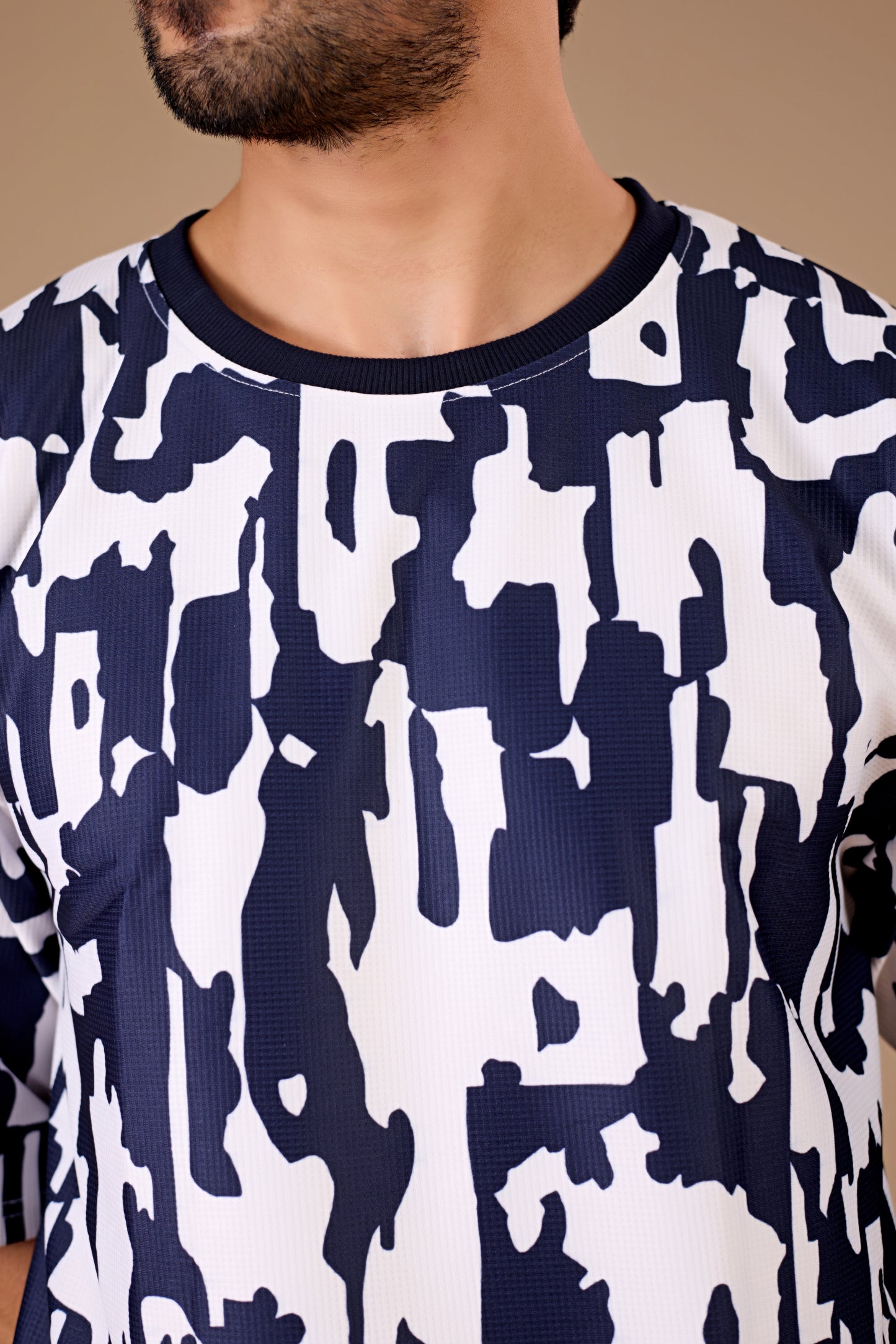 Blue Premium Fabric Oversized Printed T Shirt For Men