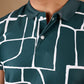 Tshirtsbuddy Mens Abstract Geometric Print Polo Shirt - Dark Teal