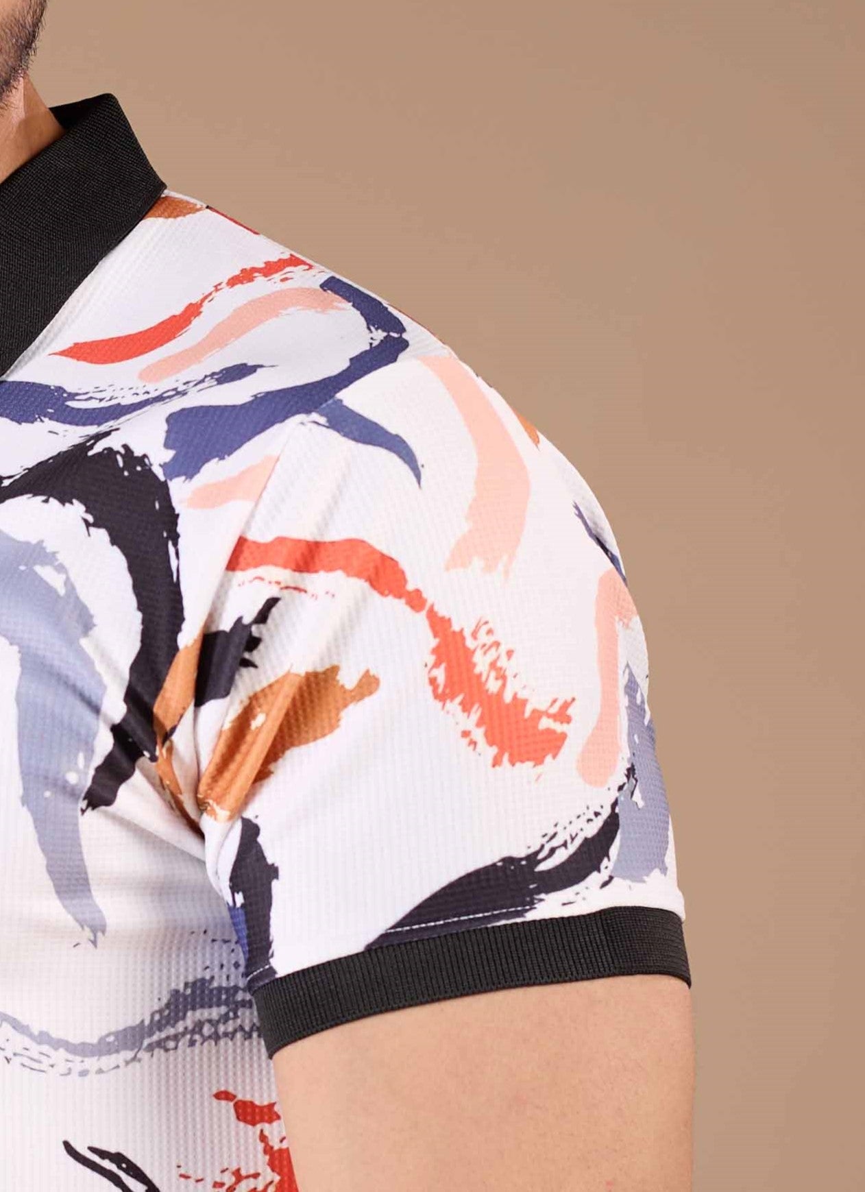 Tshirtsbuddy Men's Abstract Brushstroke Print Polo T-Shirt