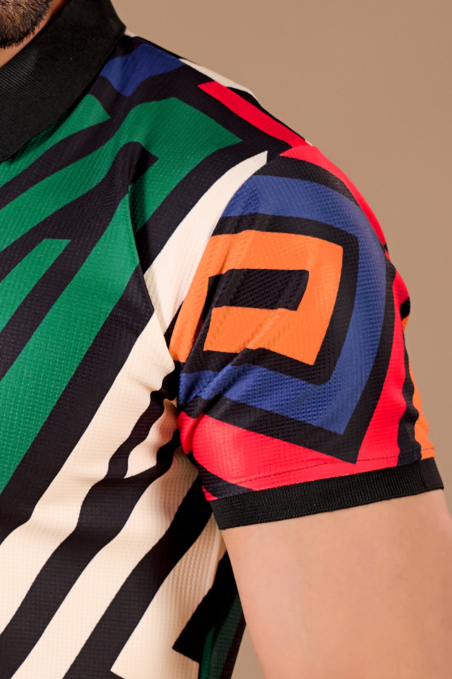 Multicolor Premium Fabric Regular Printed Polo T Shirt For Men