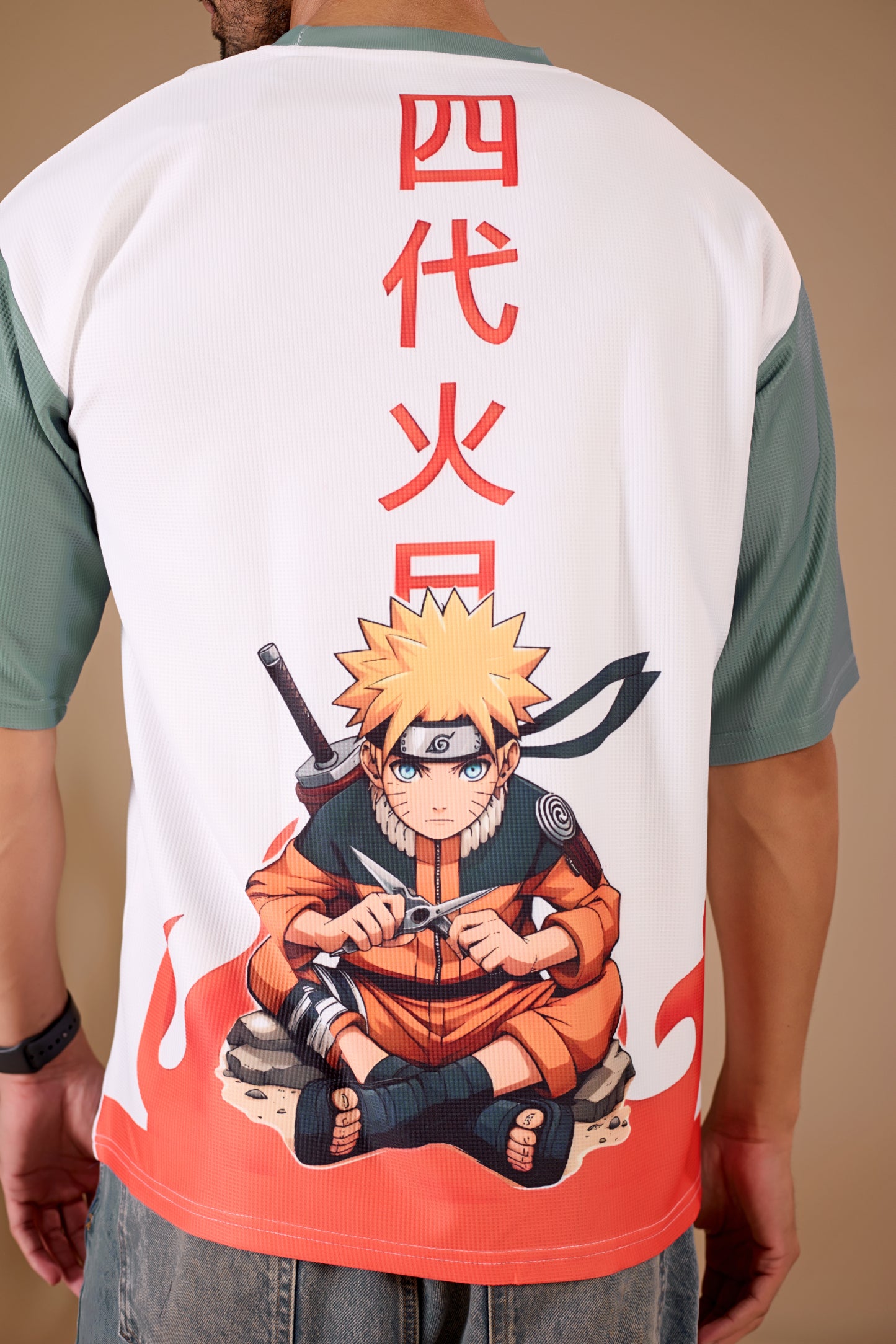 White Premium Fabric Oversized Printed T Shirt For Men