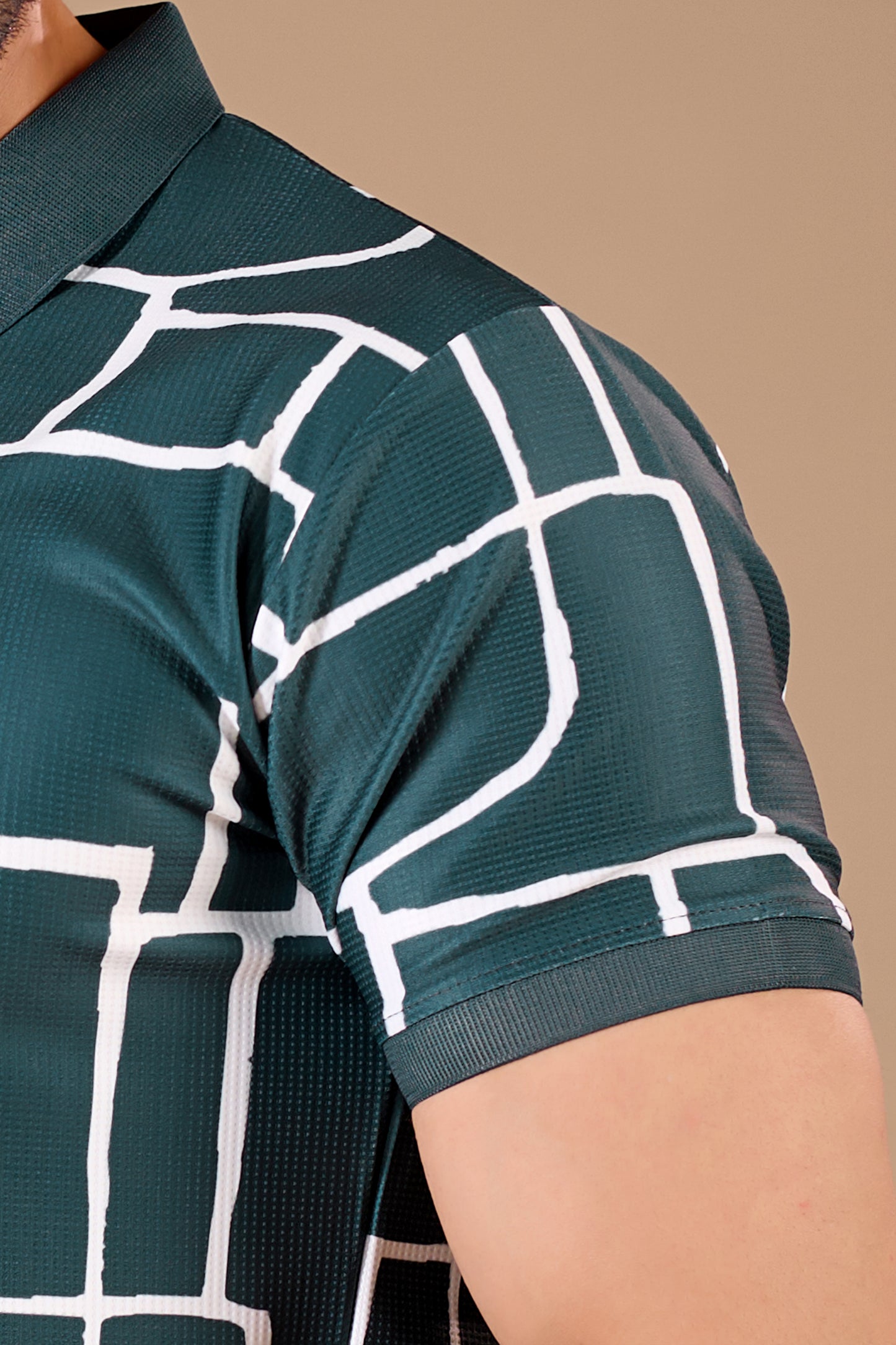 Tshirtsbuddy Mens Abstract Geometric Print Polo Shirt - Dark Teal