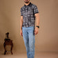 Black Premium Fabric Regular Printed Polo T Shirt For Men