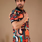 Multicolor Premium Fabric Regular Printed Polo T Shirt For Men