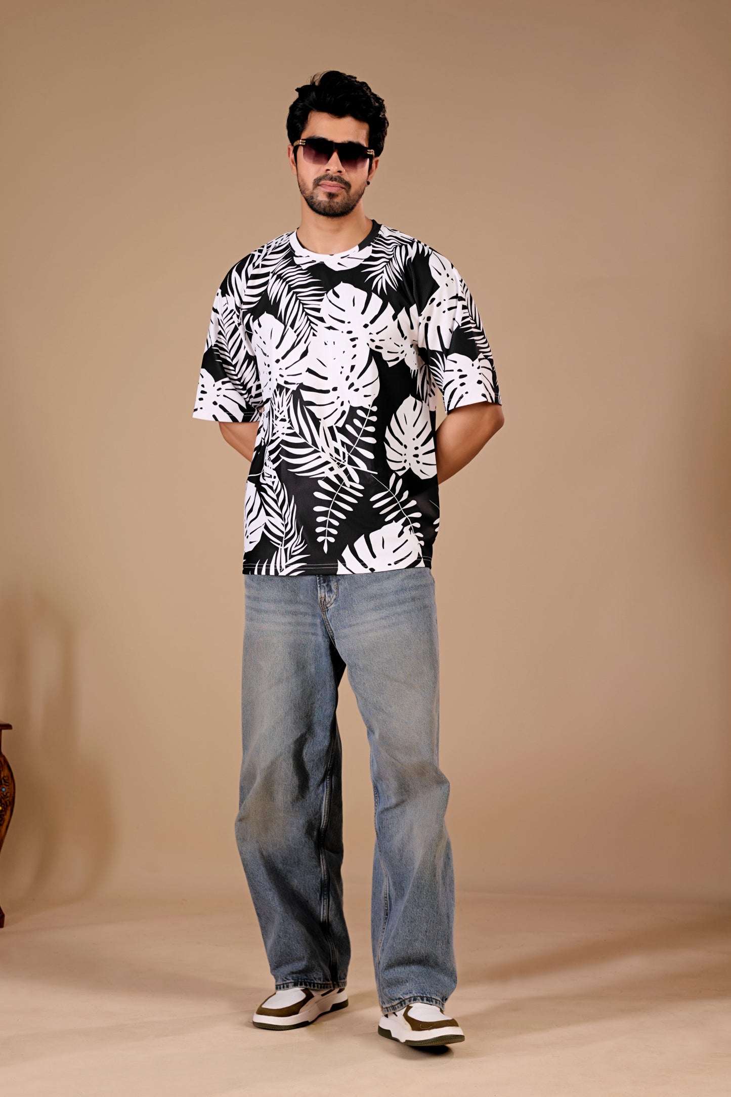 Black Premium Fabric Oversized Printed T Shirt For Men