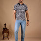 Black Premium Fabric Regular Printed Polo T Shirt For Men