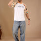 White Premium Fabric Oversized Printed T Shirt For Men