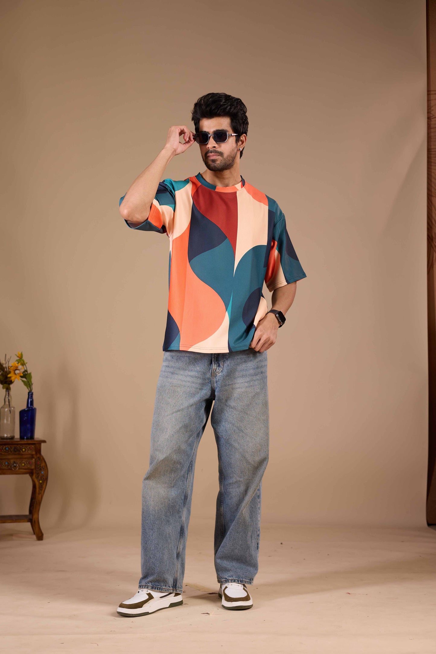 Multicolor Premium Fabric Oversized Printed T Shirt For Men