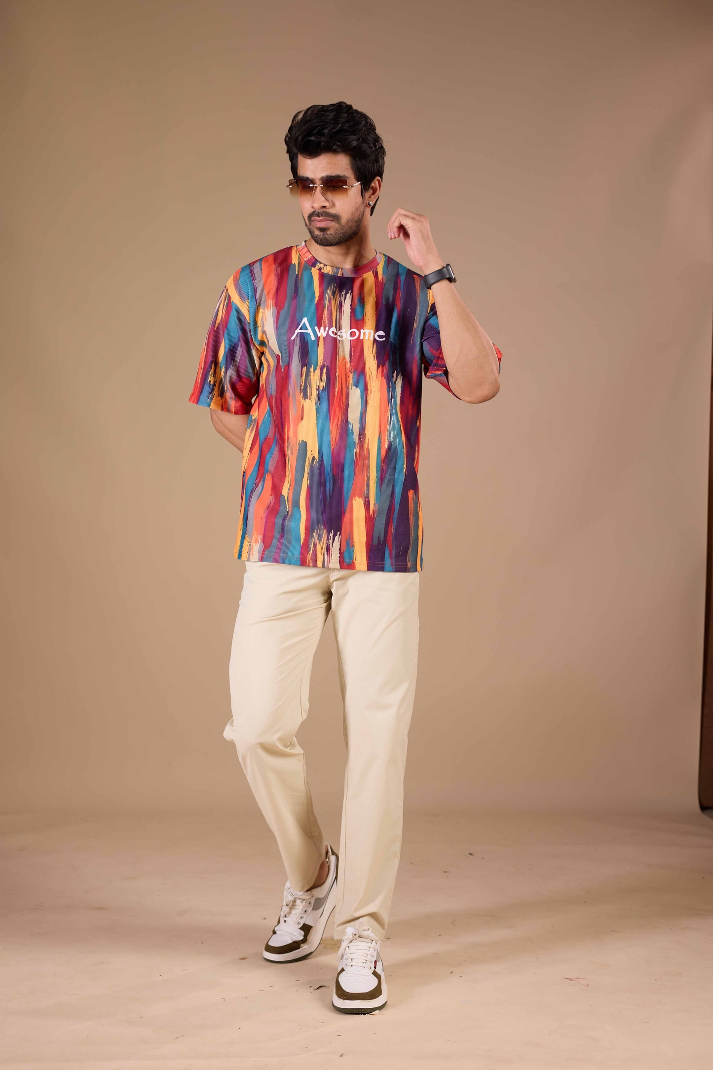Multicolor Premium Fabric Oversized Printed T Shirt For Men