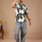 Olive Premium Fabric Oversized Printed T Shirt For Men