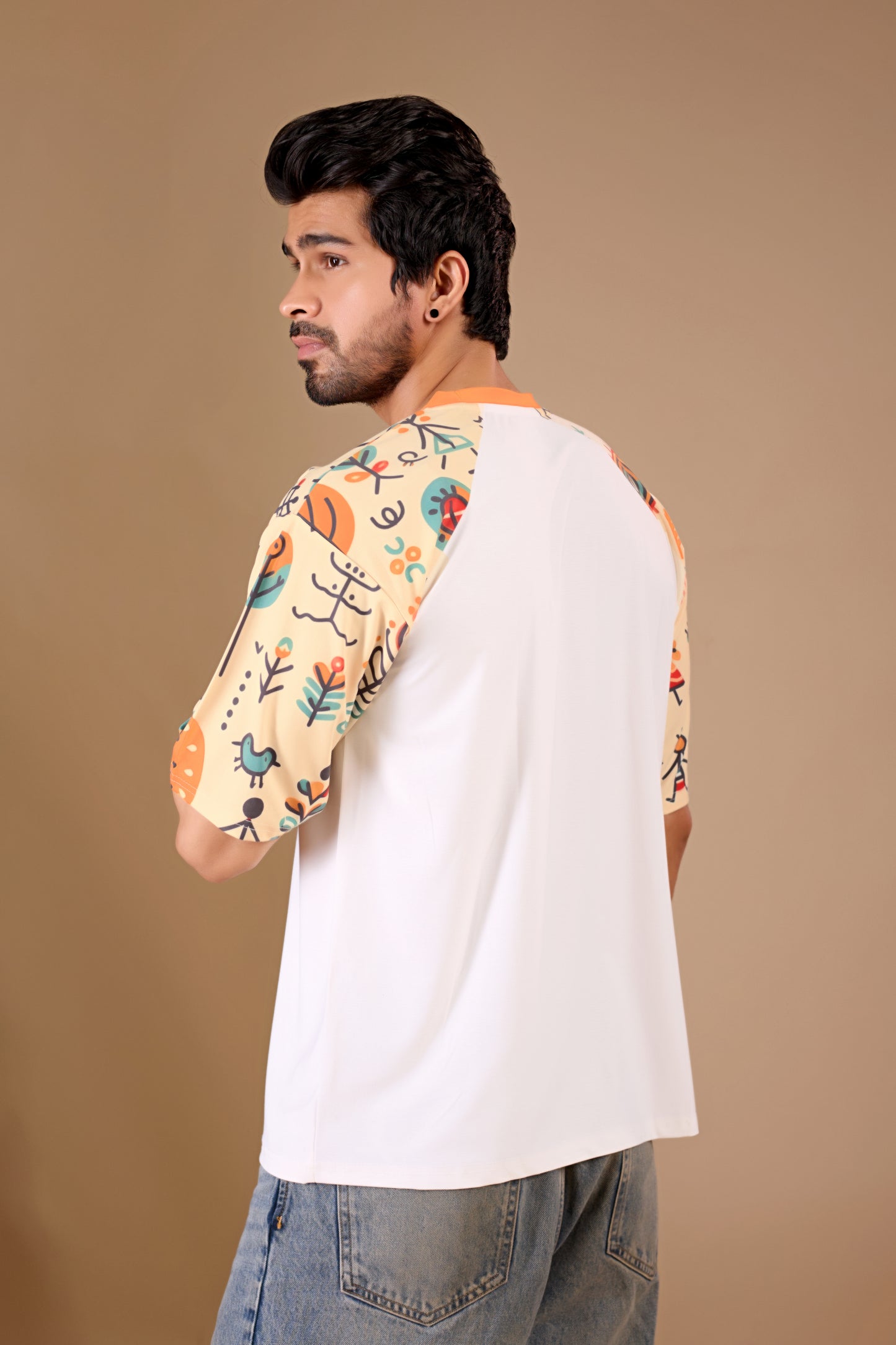 White Premium Fabric Oversized Printed T Shirt For Men