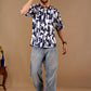 Blue Premium Fabric Oversized Printed T Shirt For Men