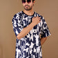 Blue Premium Fabric Oversized Printed T Shirt For Men