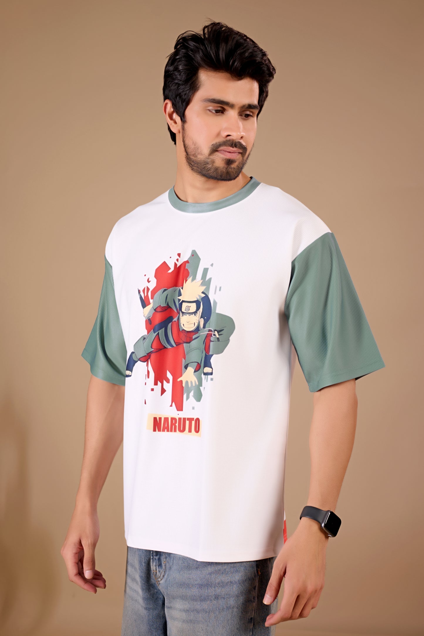 White Premium Fabric Oversized Printed T Shirt For Men