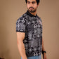 Black Premium Fabric Regular Printed Polo T Shirt For Men