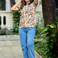 Women’s Multicolor Leaf Printed Polo T-Shirt
