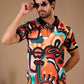 Multicolor Premium Fabric Regular Printed Polo T Shirt For Men