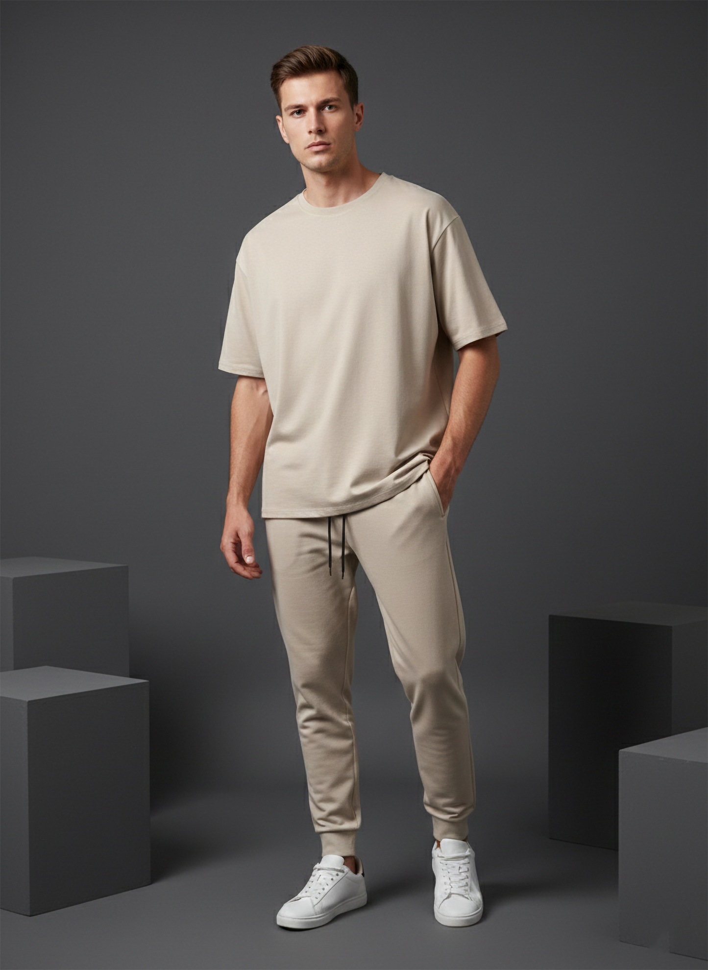 Men’s Beige Loungewear Co-Ord Set