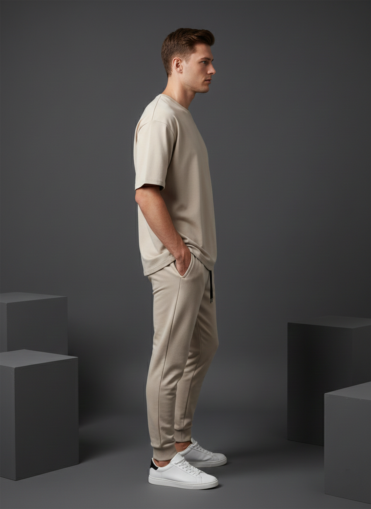 Men’s Beige Loungewear Co-Ord Set