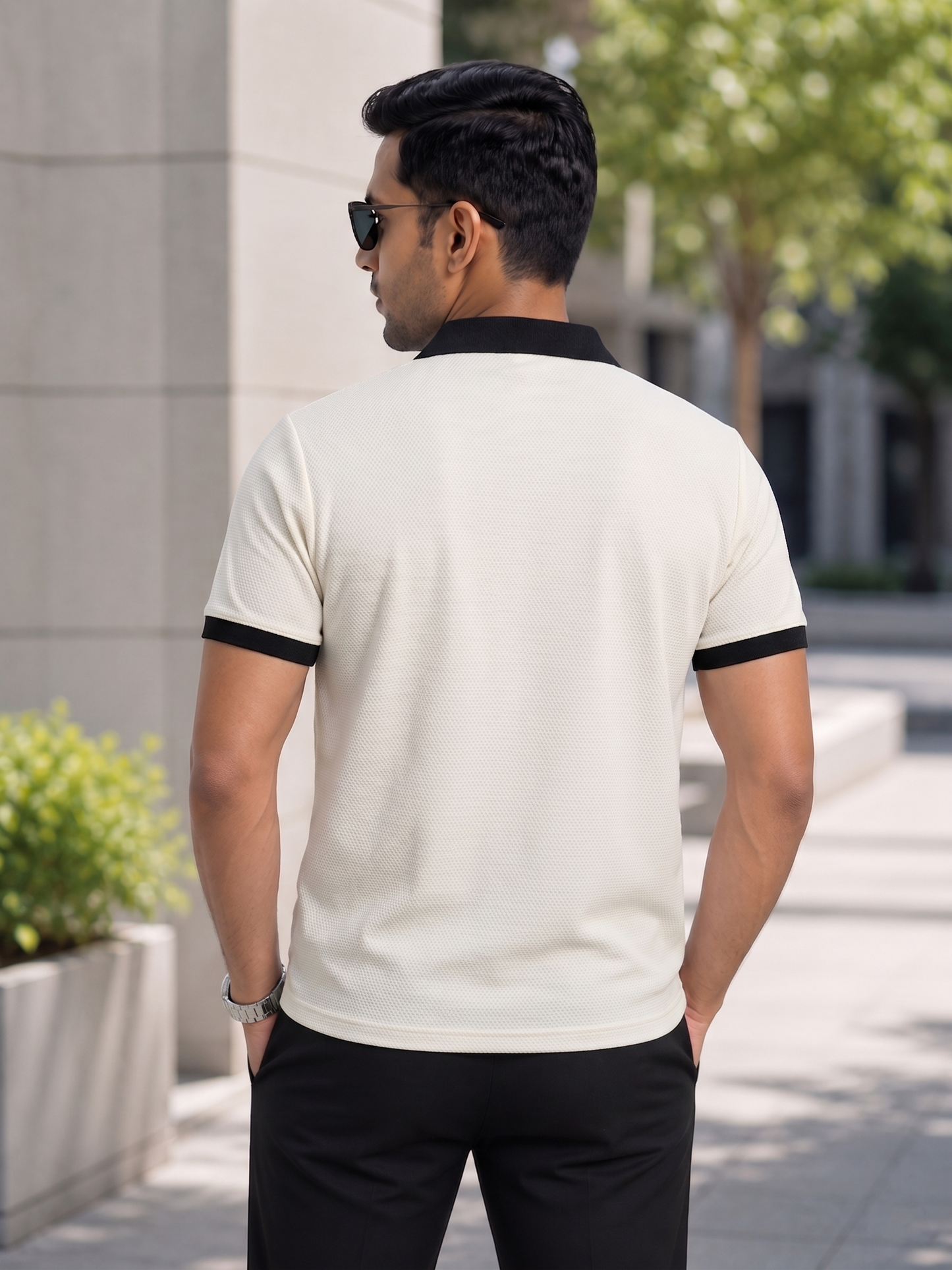 Street Side Cafe Sketch Men's Polo T-Shirt � White