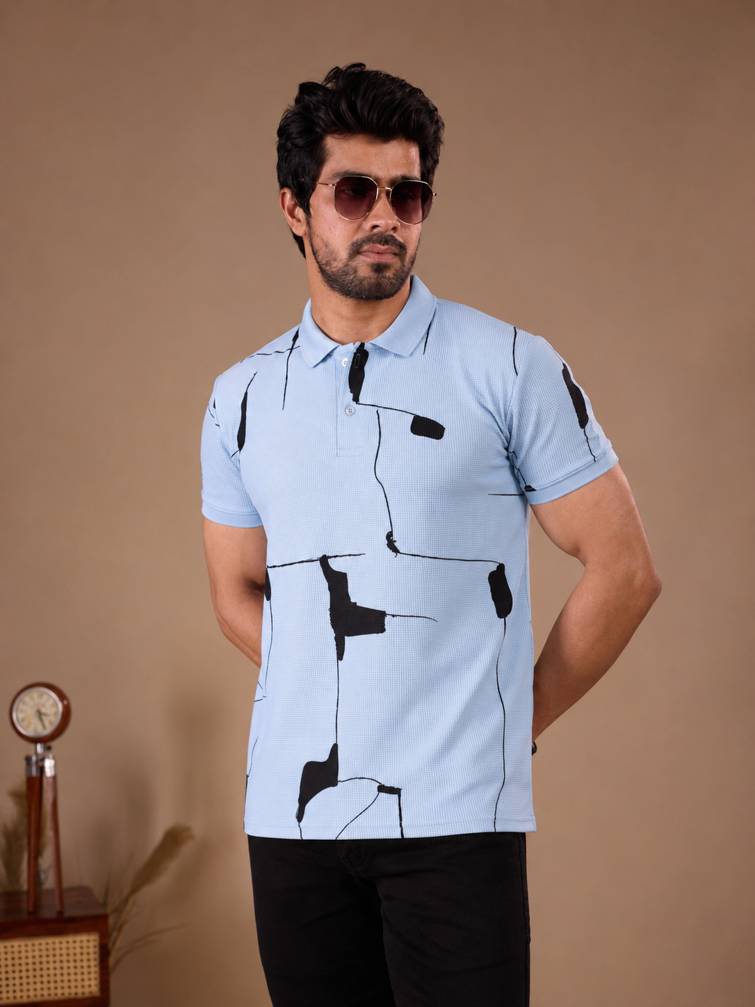 Tshirtsbuddy Abstract Print Men's Light Blue Polo T-Shirt