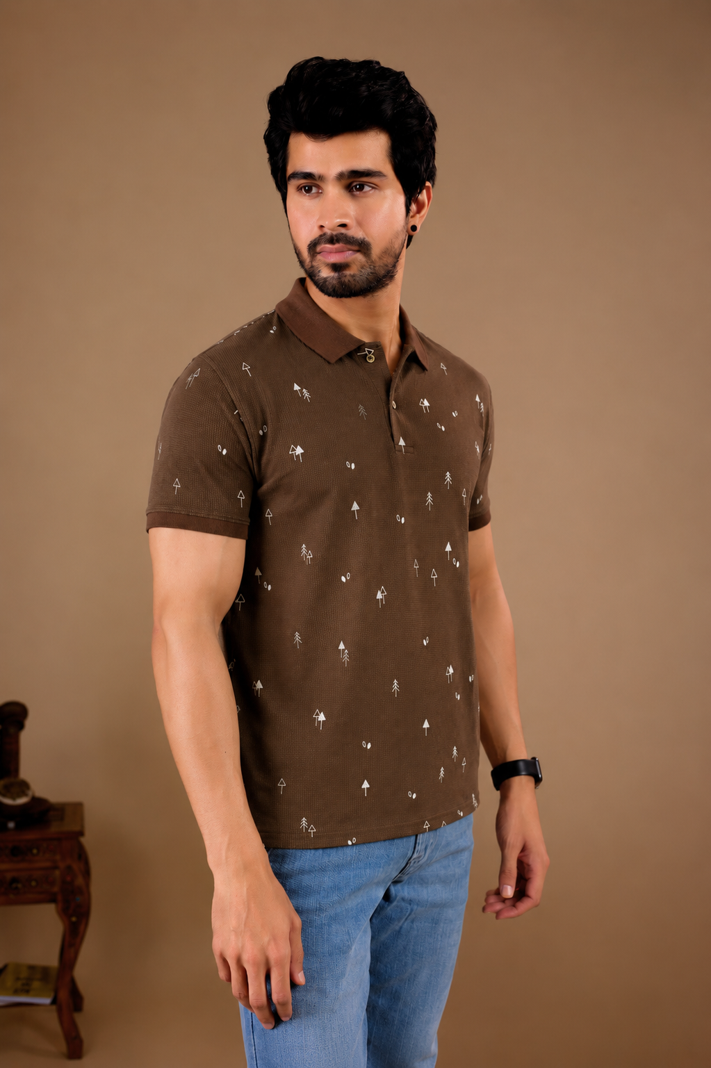 Tshirtsbuddy Mens Rustic Brown Polo T-Shirt